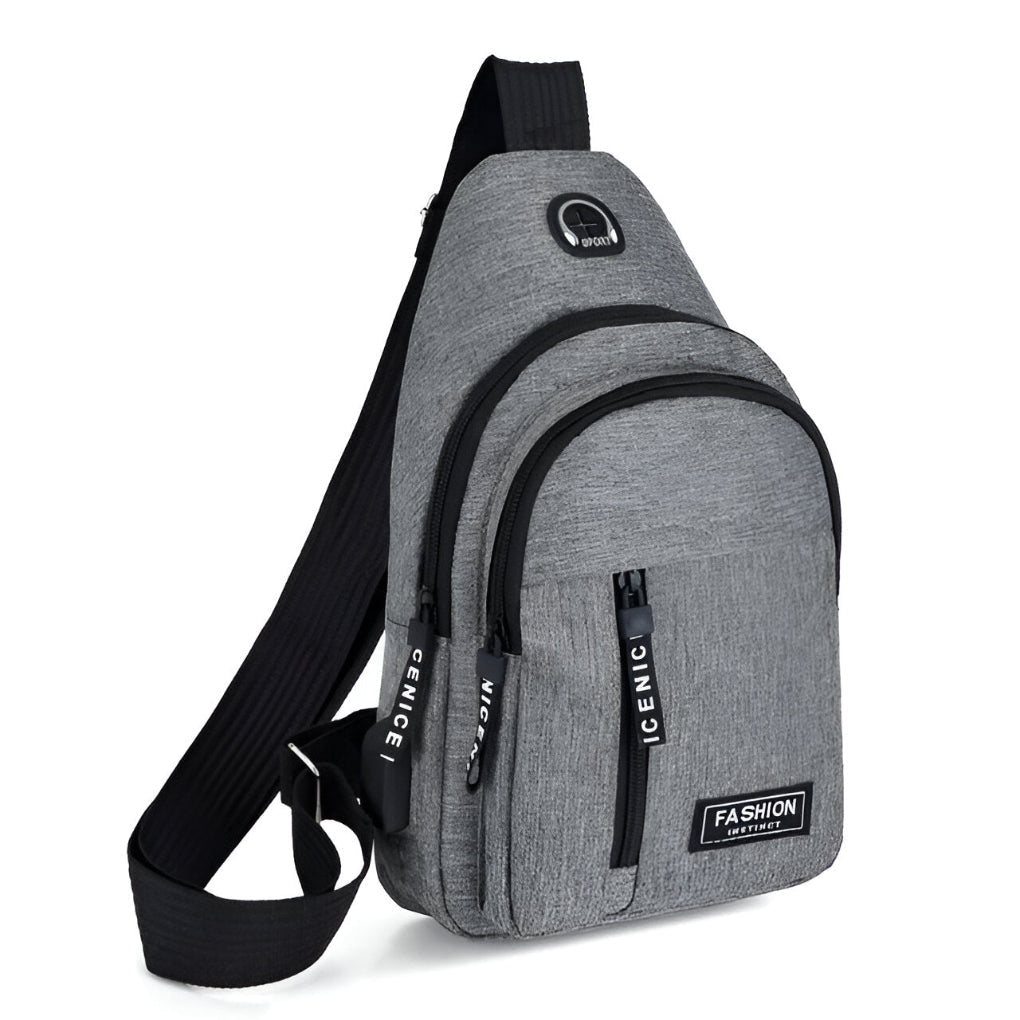 Men's Sling Backpack Water-Resistant Polyester Crossbody Bag with Multiple Compartments and Anti-Theft Design