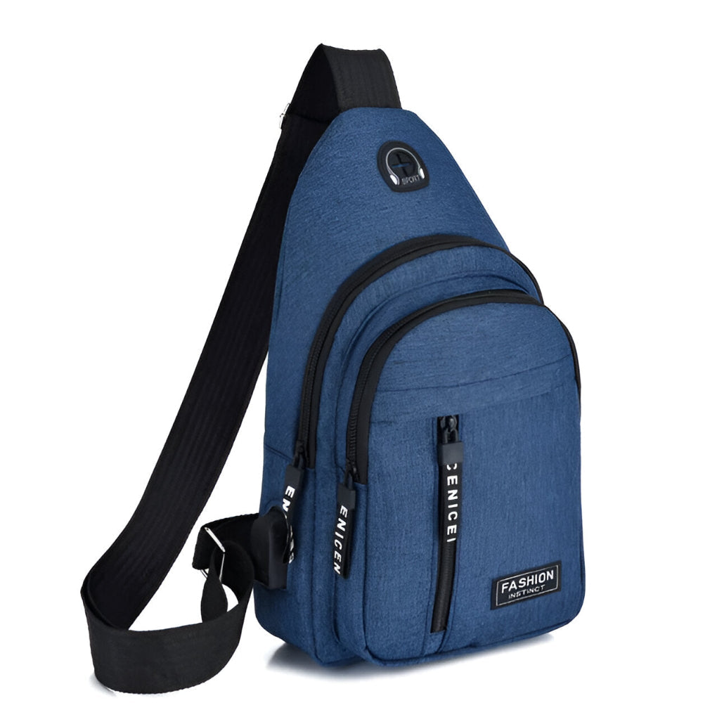 Men's Sling Backpack Water-Resistant Polyester Crossbody Bag with Multiple Compartments and Anti-Theft Design