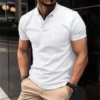 Men’s Textured Zip Polo Shirt and Shorts Set Lightweight Breathable Summer Outfit