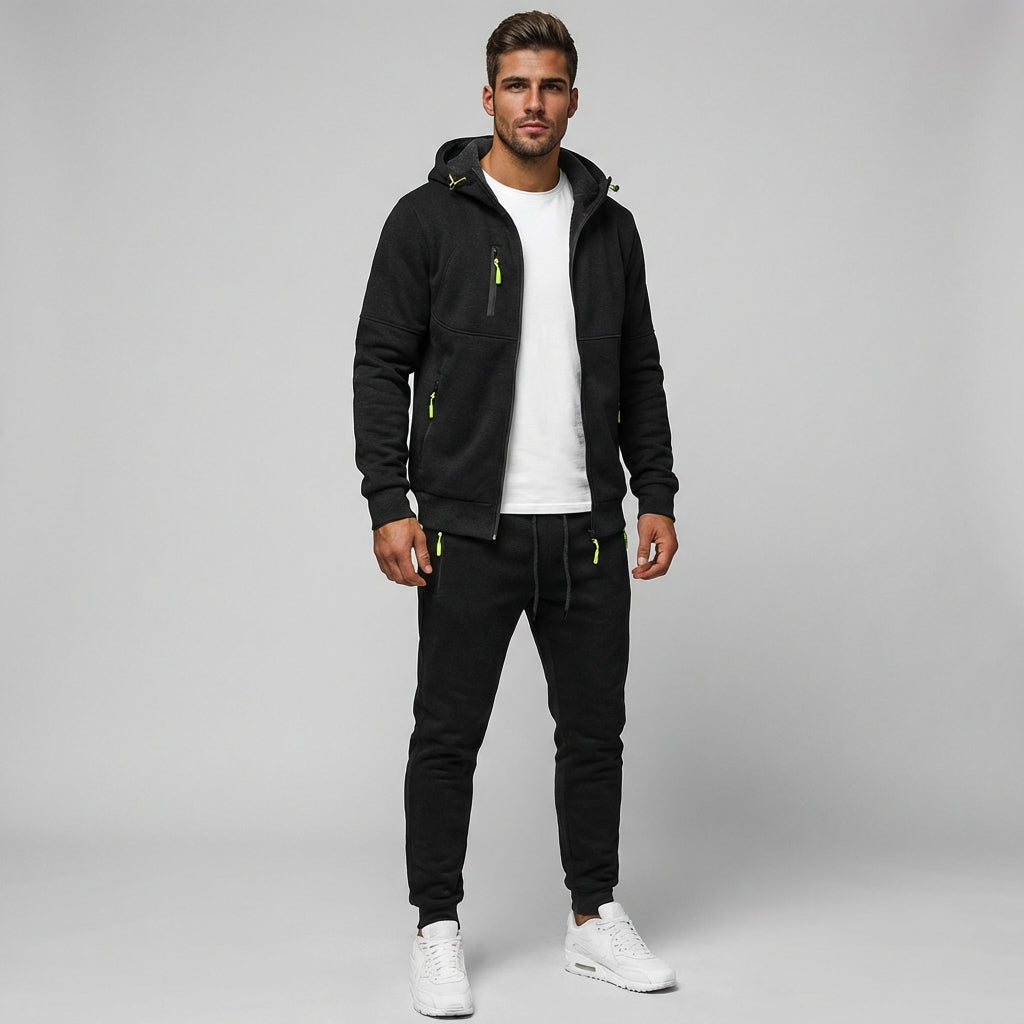 Men's Zip-Up Hoodie and Jogger Set Cotton Blend Athletic Casual Comfort Fit