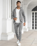 Men's Zip-Up Hoodie and Jogger Set Cotton Blend Athletic Casual Comfort Fit