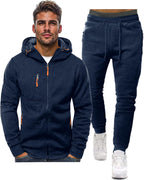 Men's Zip-Up Hoodie and Jogger Set Cotton Blend Athletic Casual Comfort Fit