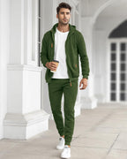 Men's Zip-Up Hoodie and Jogger Set Cotton Blend Athletic Casual Comfort Fit