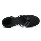Suede Dance Shoes for Women Low Heel Non-Slip Outsole Comfortable Fit Black