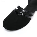 Suede Dance Shoes for Women Low Heel Non-Slip Outsole Comfortable Fit Black