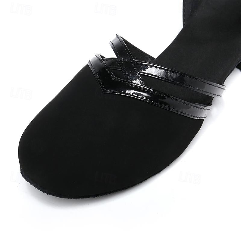 Suede Dance Shoes for Women Low Heel Non-Slip Outsole Comfortable Fit Black