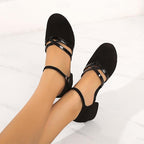 Suede Dance Shoes for Women Low Heel Non-Slip Outsole Comfortable Fit Black