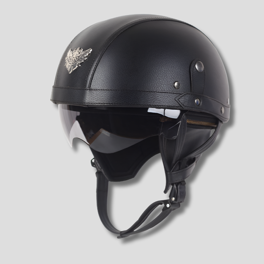 Davy Motorcycle Helmet with Retractable Amber Visor Classic Style DOT Approved ABS Shell