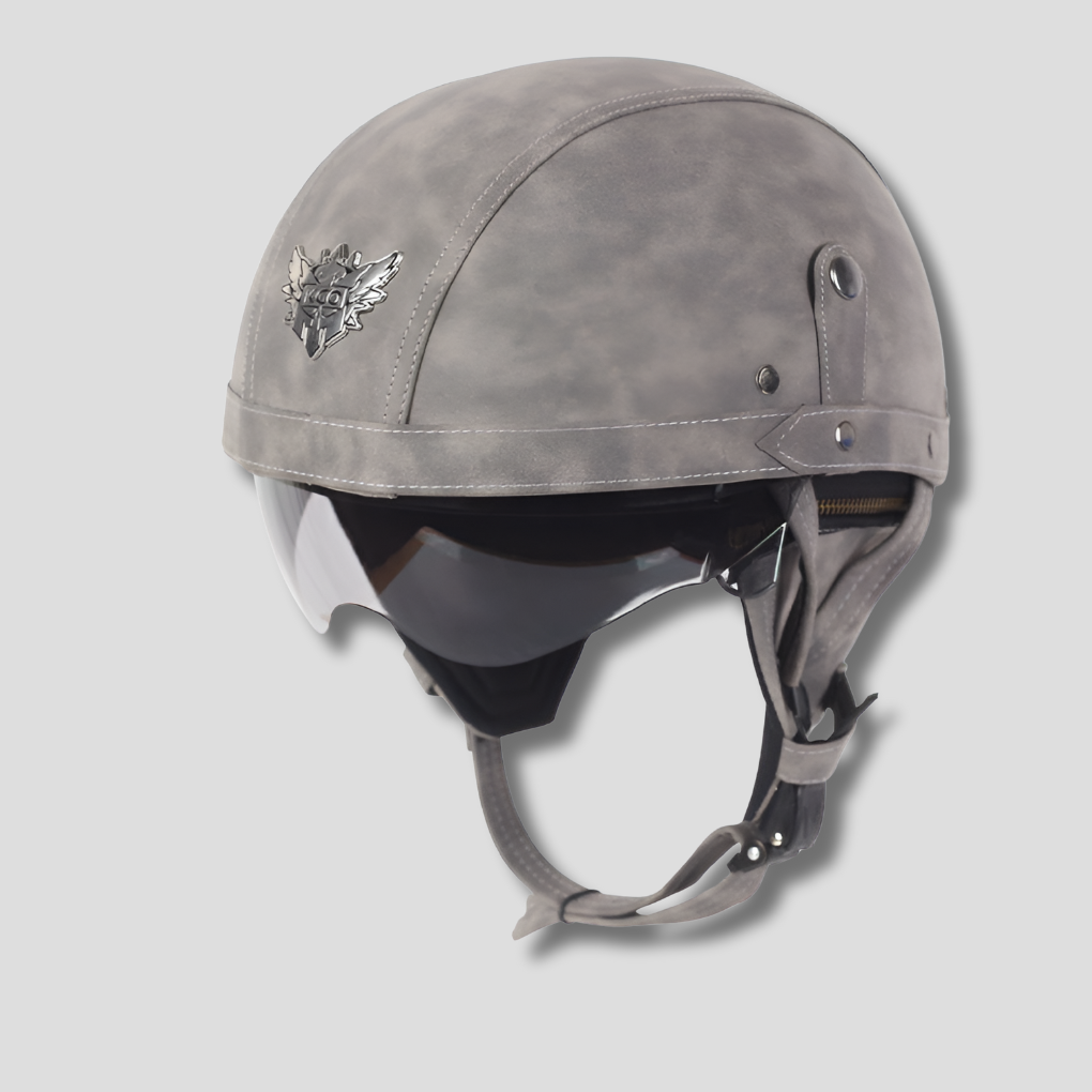Davy Motorcycle Helmet with Retractable Amber Visor Classic Style DOT Approved ABS Shell