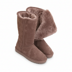 Warm Waterproof Suede Sheepskin Boots with Side Zipper for Women Winter Outdoor