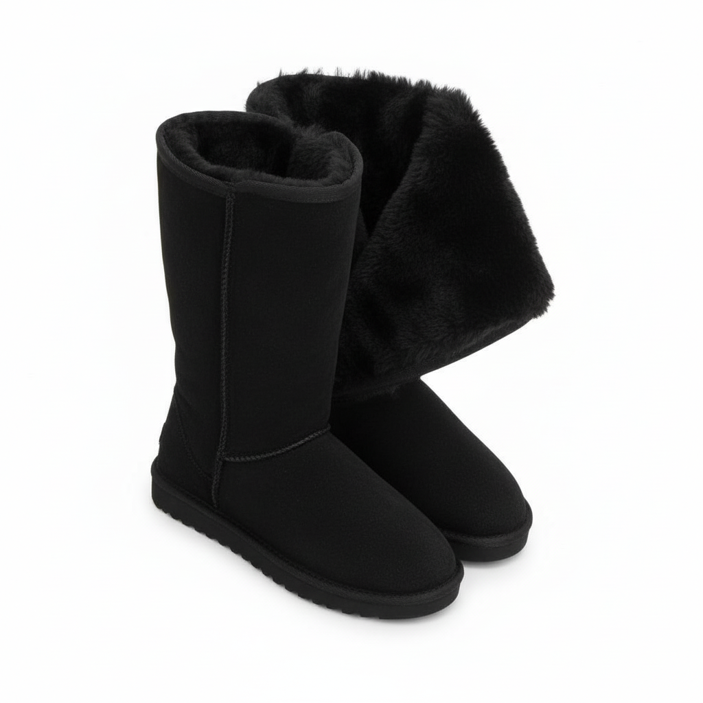 Warm Waterproof Suede Sheepskin Boots with Side Zipper for Women Winter Outdoor