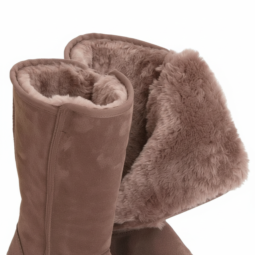 Warm Waterproof Suede Sheepskin Boots with Side Zipper for Women Winter Outdoor