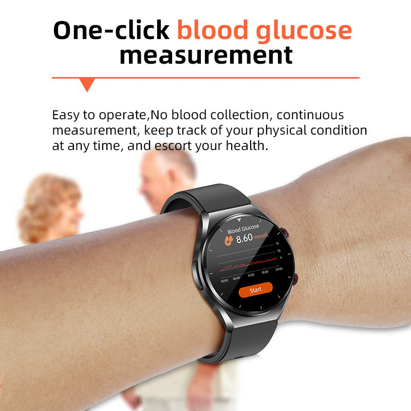 Davy HealthGuard Pro Smartwatch with One-Click Blood Sugar, Blood Pressure, ECG, HRV, Heart Rate Monitor