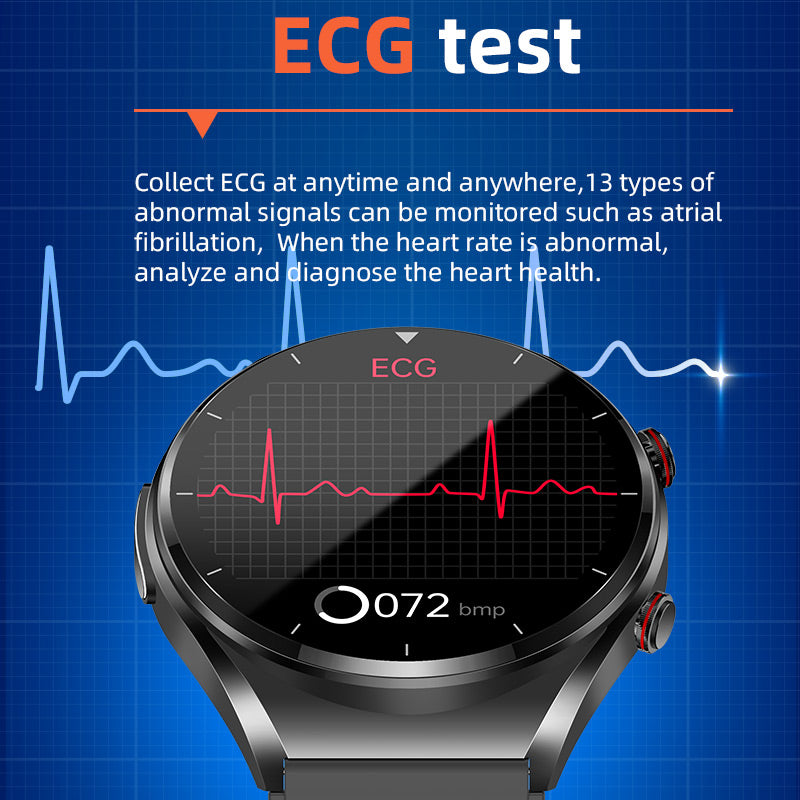 Davy HealthGuard Pro Smartwatch with One-Click Blood Sugar, Blood Pressure, ECG, HRV, Heart Rate Monitor