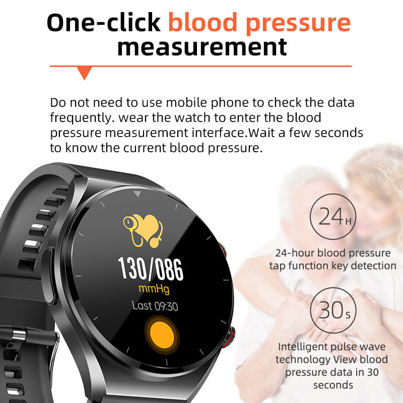 Davy HealthGuard Pro Smartwatch with One-Click Blood Sugar, Blood Pressure, ECG, HRV, Heart Rate Monitor