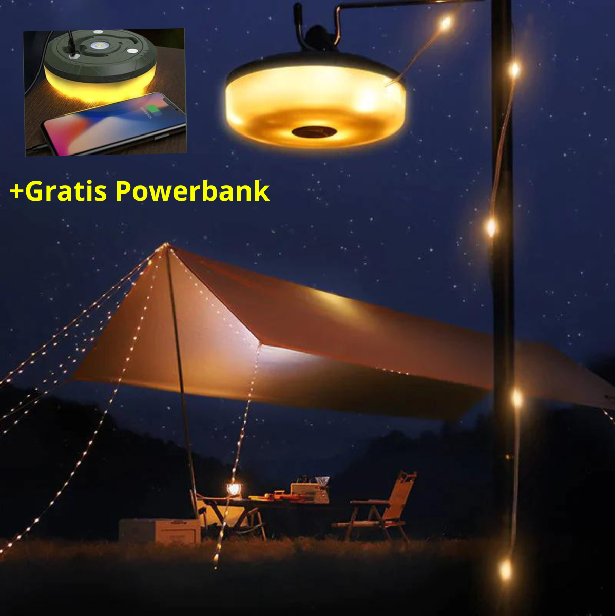 Rechargeable Outdoor Lantern with LED Strip Waterproof Portable Camping Light