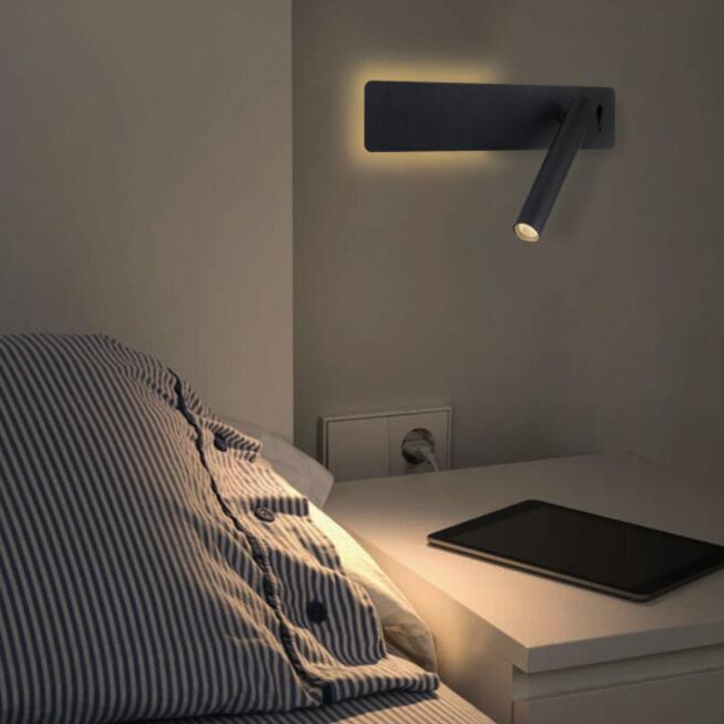 Adjustable LED Wall Lamp for Bedroom Reading with Customizable Brightness and Direction