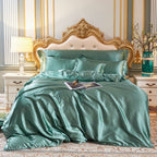 Davy Satin Duvet Cover Set Soft Smooth Hypoallergenic Temperature Regulating Bedding