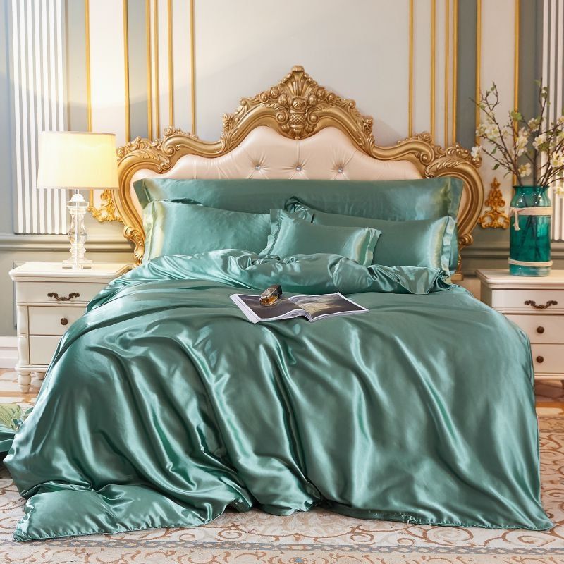Davy Satin Duvet Cover Set Soft Smooth Hypoallergenic Temperature Regulating Bedding
