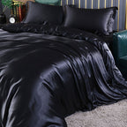 Davy Satin Duvet Cover Set Soft Smooth Hypoallergenic Temperature Regulating Bedding