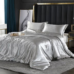 Davy Satin Duvet Cover Set Soft Smooth Hypoallergenic Temperature Regulating Bedding