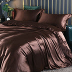 Davy Satin Duvet Cover Set Soft Smooth Hypoallergenic Temperature Regulating Bedding