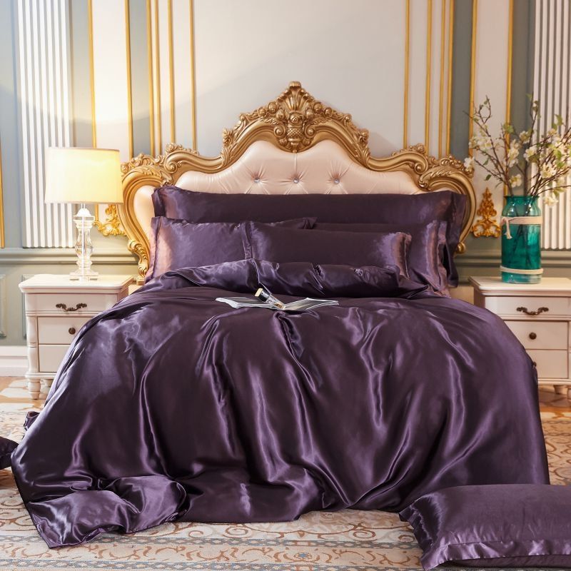 Davy Satin Duvet Cover Set Soft Smooth Hypoallergenic Temperature Regulating Bedding