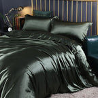 Davy Satin Duvet Cover Set Soft Smooth Hypoallergenic Temperature Regulating Bedding