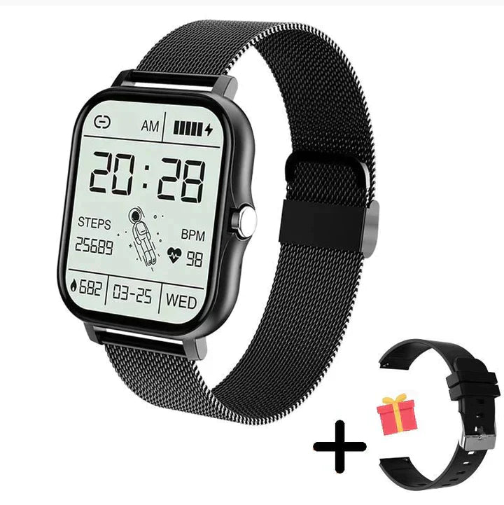 Smartwatch 1.83 Inch Fitness Watch with Health Monitoring Bluetooth Calling Steel Band Alloy Case