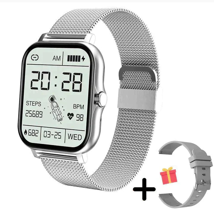 Smartwatch 1.83 Inch Fitness Watch with Health Monitoring Bluetooth Calling Steel Band Alloy Case