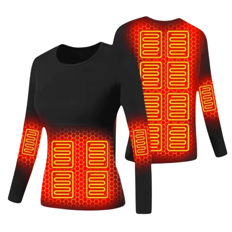 Davy Thermal Heated Top USB Heated Baselayer Shirt for Men and Women Black Gray S-5XL