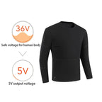 Davy Thermal Heated Top USB Heated Baselayer Shirt for Men and Women Black Gray S-5XL