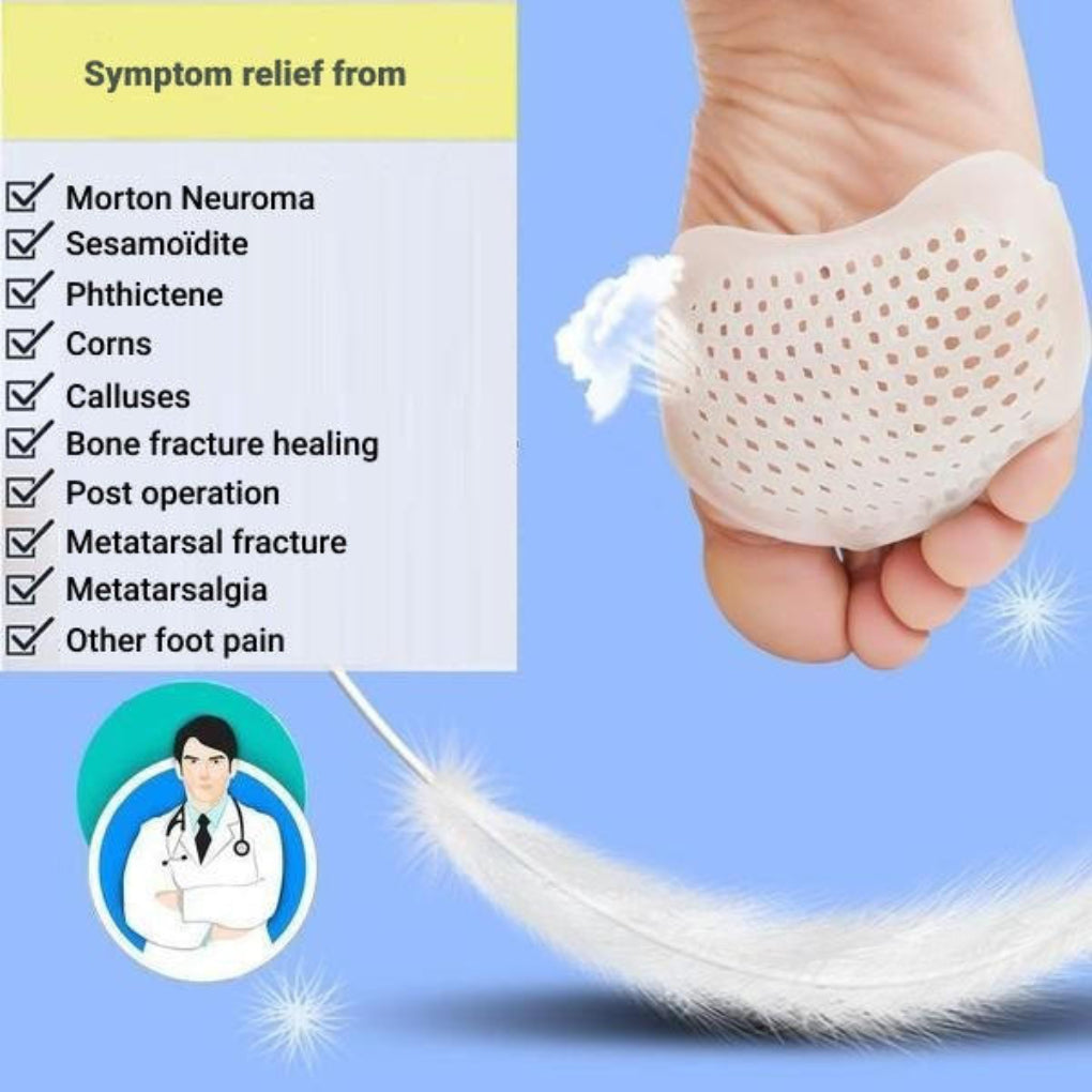Unisex Gel Ball-of-Foot Cushions with Air Vents Breathable Metatarsal Pads for Foot Pain Relief