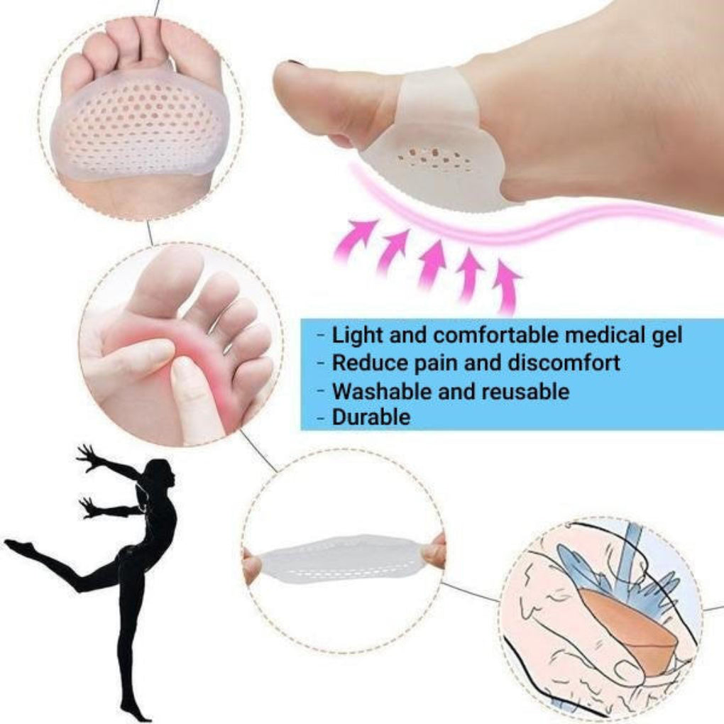 Unisex Gel Ball-of-Foot Cushions with Air Vents Breathable Metatarsal Pads for Foot Pain Relief