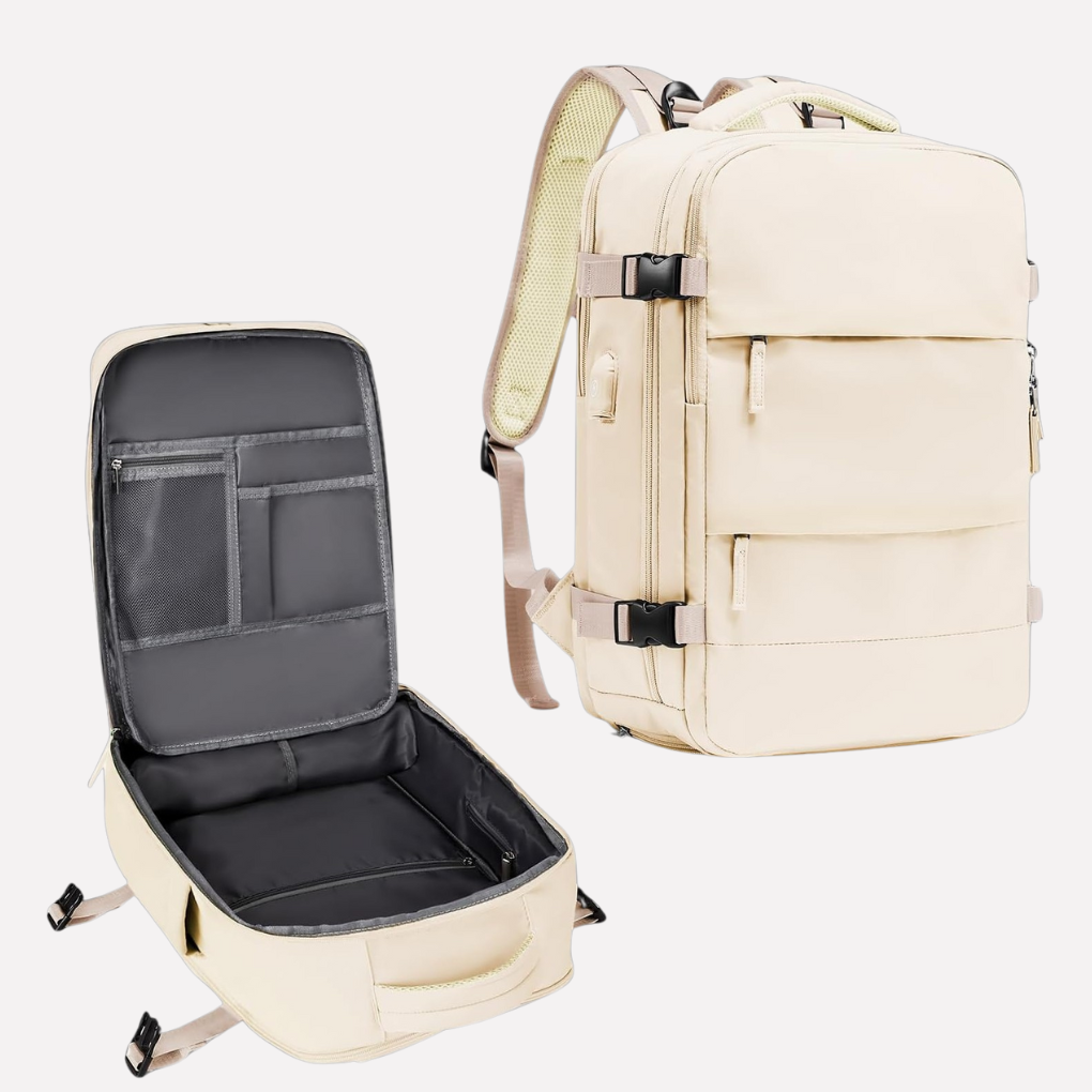 Unisex Travel Backpack with Shoe Compartment Durable Polyester Daypack with Padded Straps and Organized Storage 25L