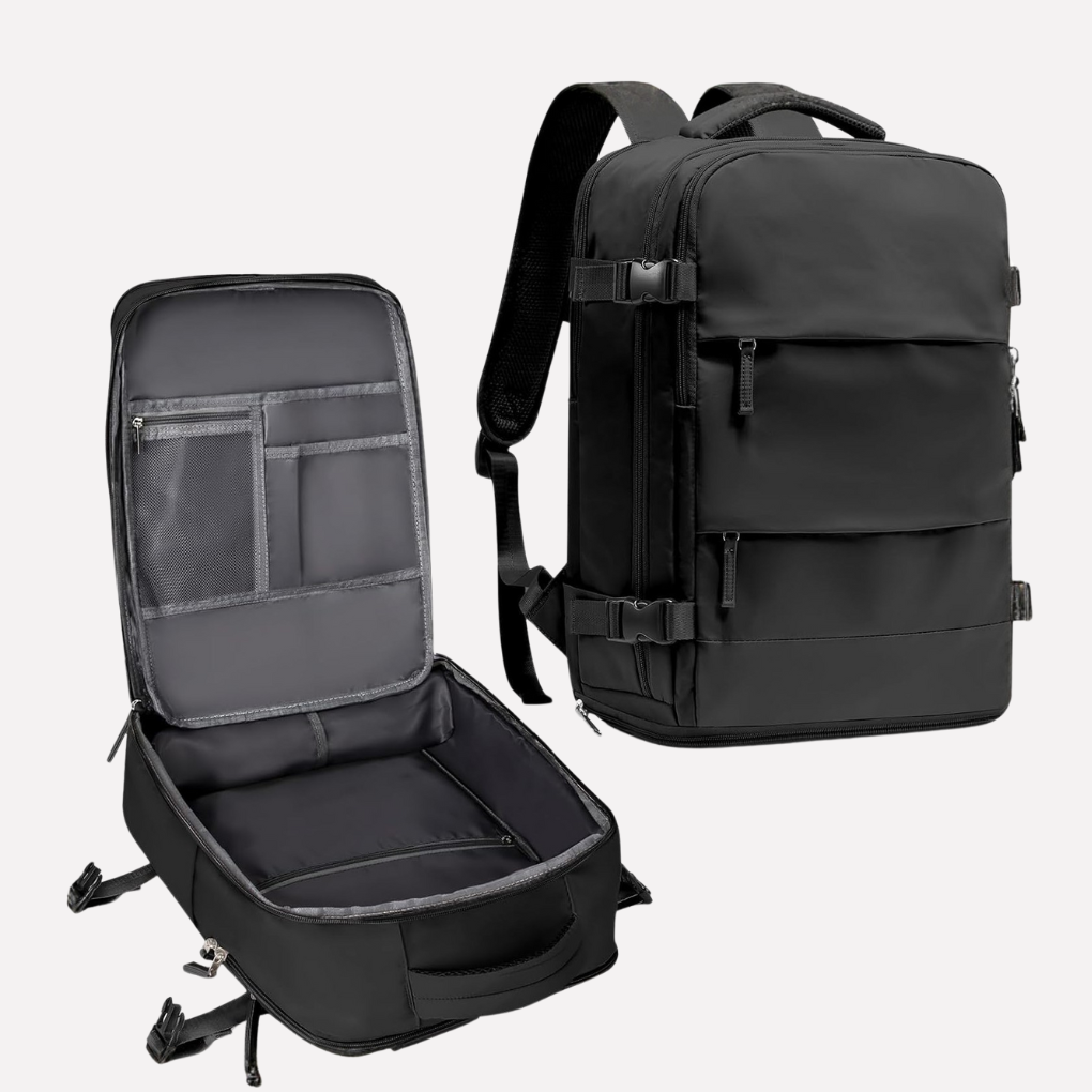 Unisex Travel Backpack with Shoe Compartment Durable Polyester Daypack with Padded Straps and Organized Storage 25L