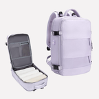 Unisex Travel Backpack with Shoe Compartment Durable Polyester Daypack with Padded Straps and Organized Storage 25L