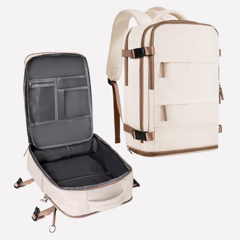 Unisex Travel Backpack with Shoe Compartment Durable Polyester Daypack with Padded Straps and Organized Storage 25L