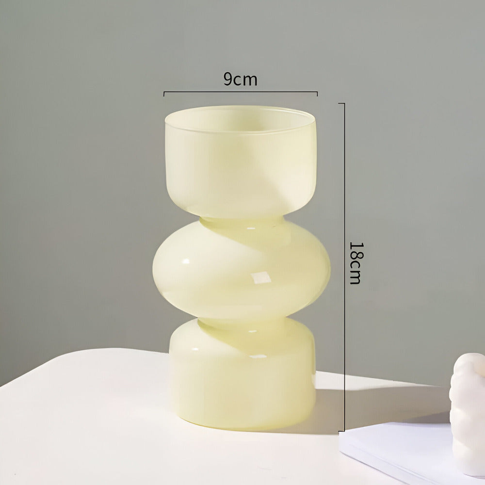 Nordic Glass Vase Lime Green Modern Decorative Flower Vase 18cm Stylish Home Decor
