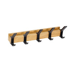 Davy Wall-Mounted Wardrobe Rack with 5 Adjustable Double Hooks Rubberwood and Aluminum Black 40cm