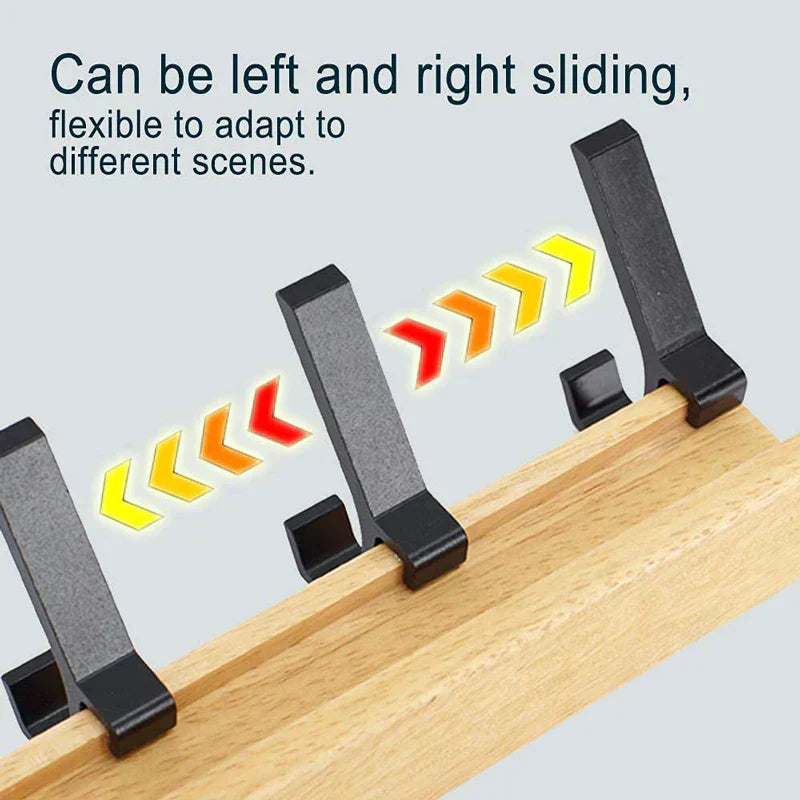 Davy Wall-Mounted Wardrobe Rack with 5 Adjustable Double Hooks Rubberwood and Aluminum Black 40cm