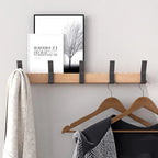Davy Wall-Mounted Wardrobe Rack with 5 Adjustable Double Hooks Rubberwood and Aluminum Black 40cm