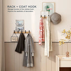 Davy Wall-Mounted Wardrobe Rack with 5 Adjustable Double Hooks Rubberwood and Aluminum Black 40cm