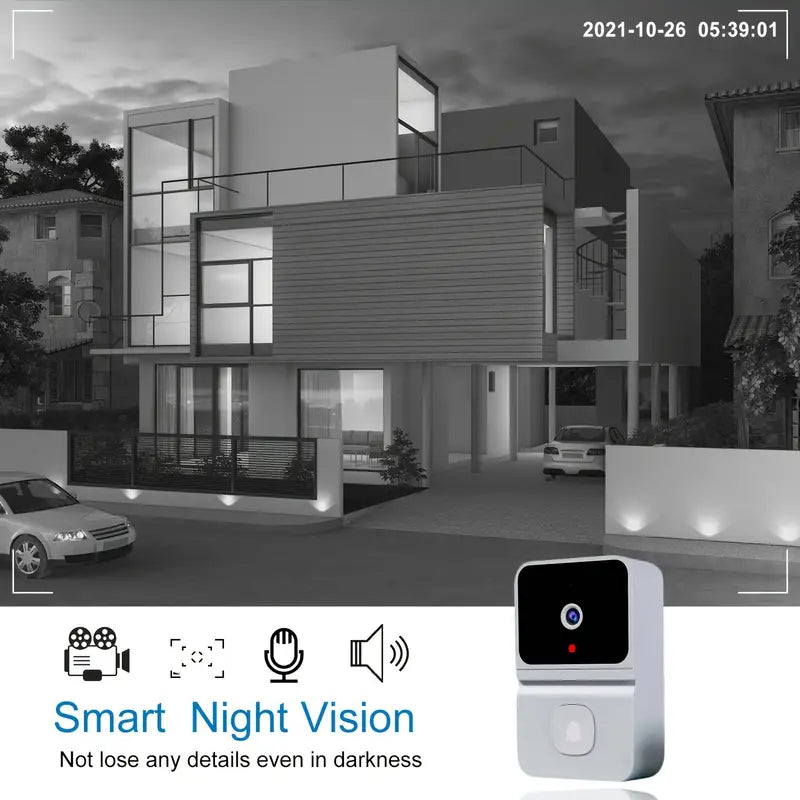 Wireless WiFi Video Doorbell with Night Vision 1080p HD Camera Two-Way Audio Rechargeable Battery