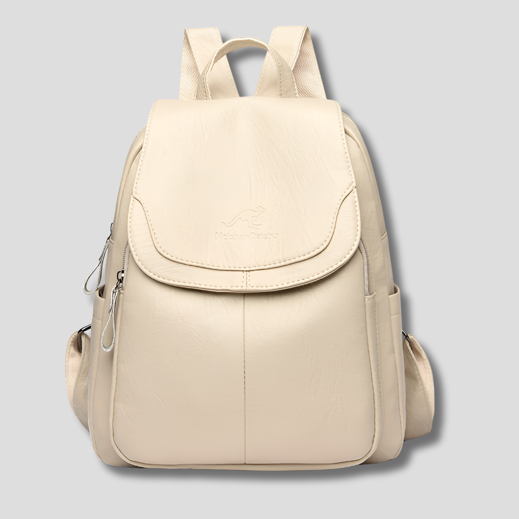 Women's Leather Anti-Theft Backpack with Embossed Detail Secure Design and Organized Interior 26x12x30 cm