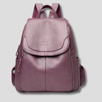 Women's Leather Anti-Theft Backpack with Embossed Detail Secure Design and Organized Interior 26x12x30 cm