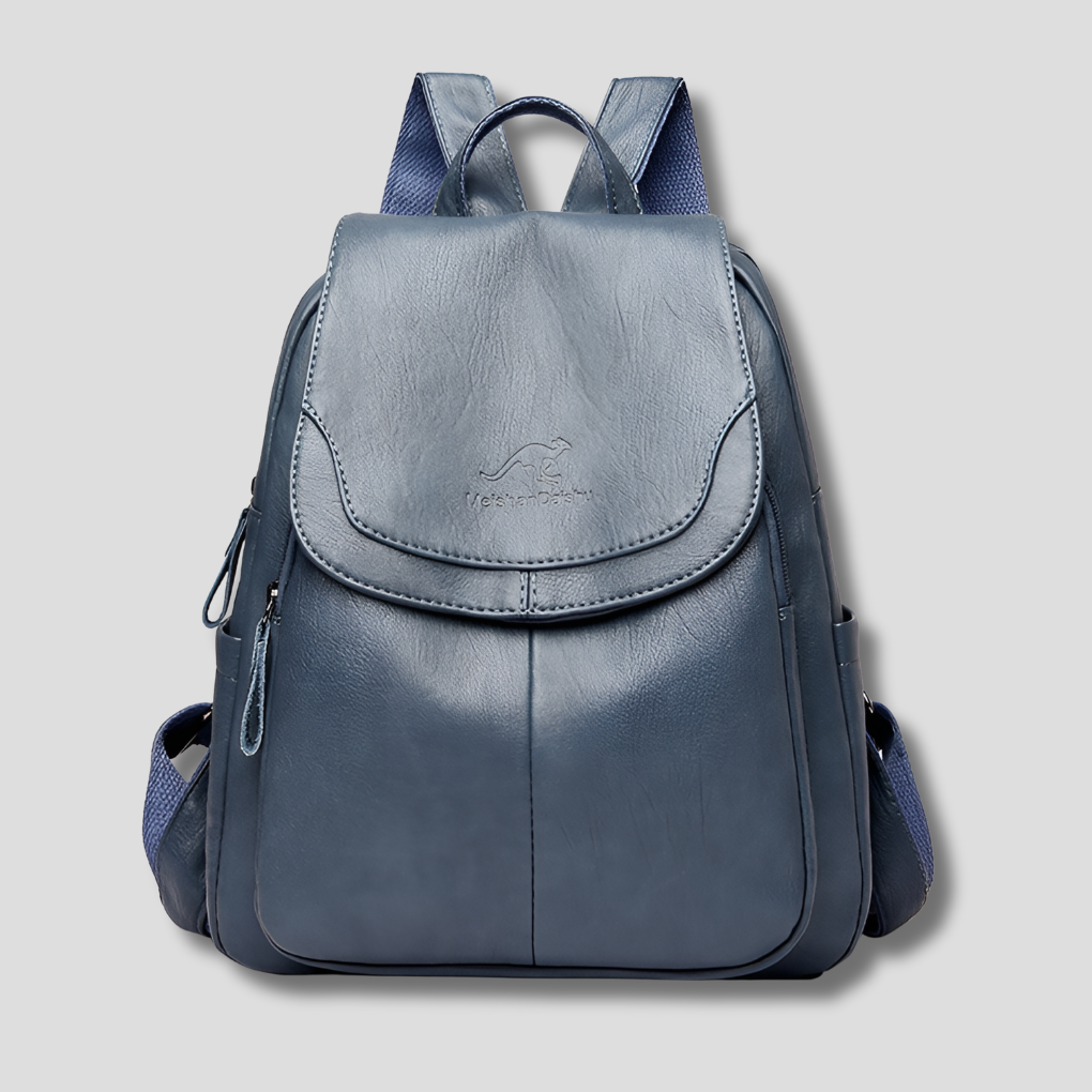 Women's Leather Anti-Theft Backpack with Embossed Detail Secure Design and Organized Interior 26x12x30 cm