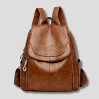Women's Leather Anti-Theft Backpack with Embossed Detail Secure Design and Organized Interior 26x12x30 cm