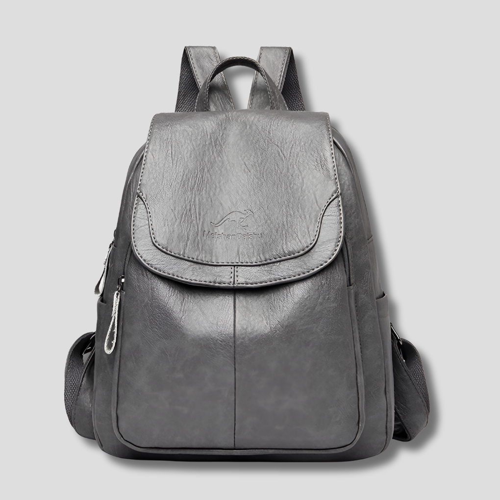 Women's Leather Anti-Theft Backpack with Embossed Detail Secure Design and Organized Interior 26x12x30 cm