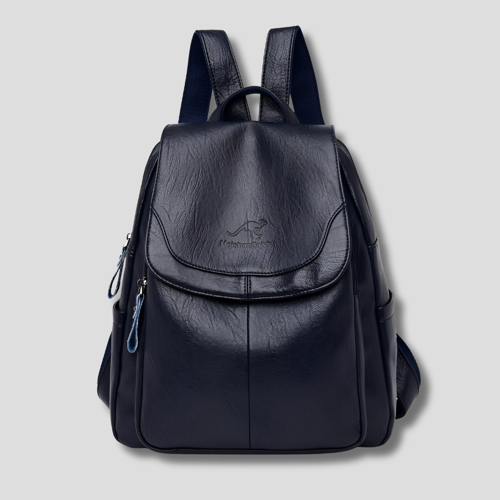 Women's Leather Anti-Theft Backpack with Embossed Detail Secure Design and Organized Interior 26x12x30 cm